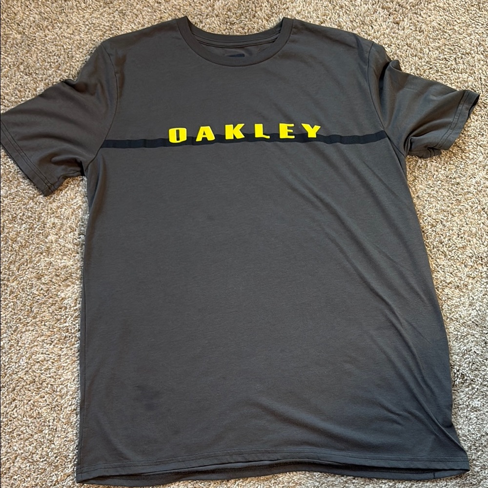 Oakley Gray Short Sleeve Tee with Neon Branding